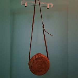 Round Rattan Crossbody Purse
